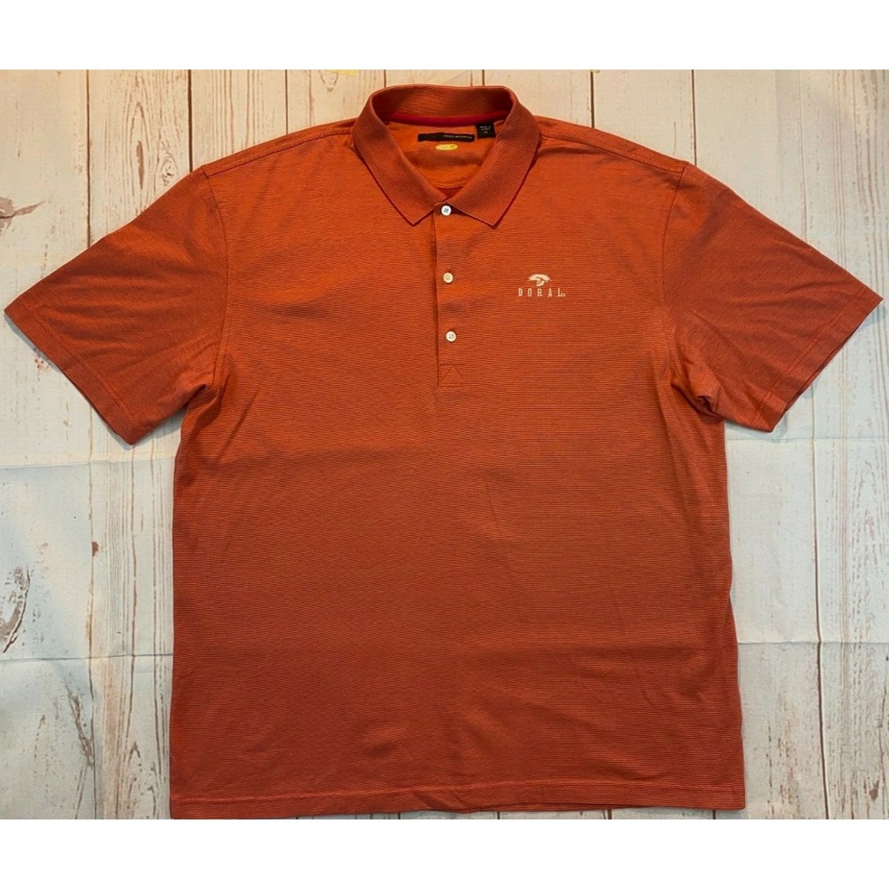 GREG NORMAN PLAYDRY Cotton Blend GOLF POLO SHIRT SS Mens XL Doral GC logo